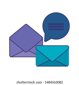 envelopes open and closed with speech bubble