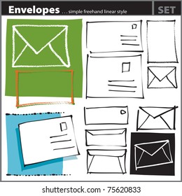 Envelopes set (artistic freehand drawing style)