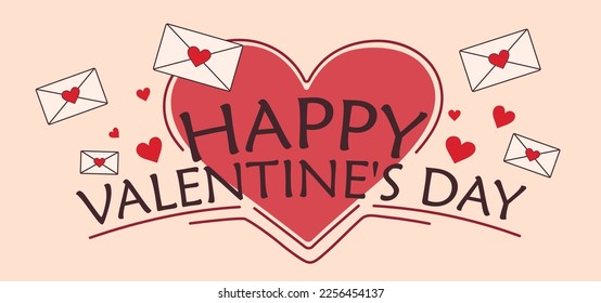 Envelopes with text HAPPY VALENTINE'S DAY on light background