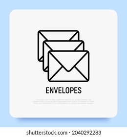 Envelopes thin line icon. Promotional product. Vector illustration.