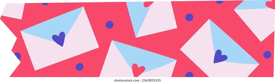 Envelopes Valentine's Day Washi Tape Sticker Vector Illustration