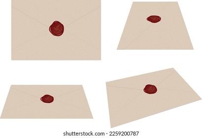 Envelopes of various angles Letter sealed with a small bird sealing stamp