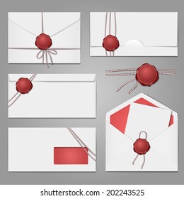 Envelopes with a wax seal vector set