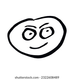 Icono de la cara de sonrisa emoticono envidioso y enojado sobre fondo blanco