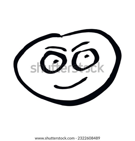 Envious, angry emoticon smiley face icon on white background