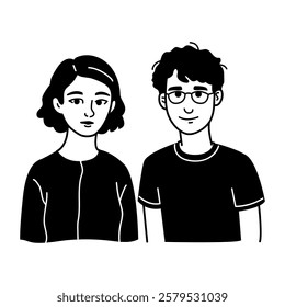 Envious characters icon in hand drawn style 