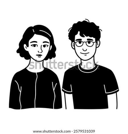 Envious characters icon in hand drawn style 