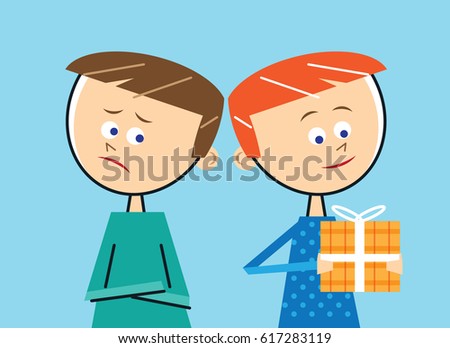 Envious child jealous of gift
