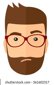 Envious man in glasses.