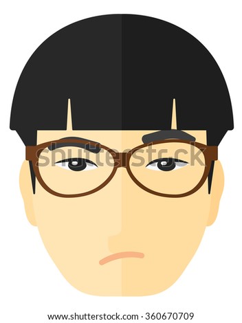 Envious man in glasses.