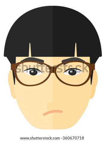 Envious man in glasses.