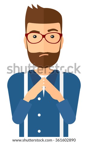 Envious man in glasses.