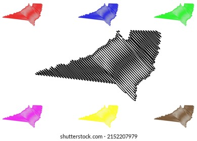 Envira municipality (Amazonas state, Municipalities of Brazil, Federative Republic of Brazil) map vector illustration, scribble sketch Envira map