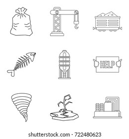 Enviroment protection icons set. Outline set of 9 enviroment protection vector icons for web isolated on white background