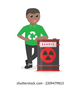 Enviromental Activist African Banned Toxic Waste Design Character On White Background