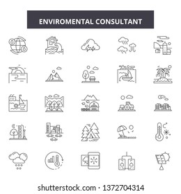 Enviromental Consultant Line Icons, Signs, Vector Set, Outline Illustration Concept 