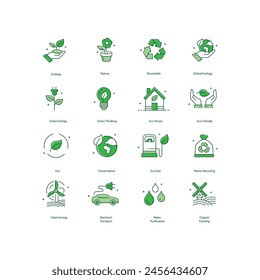 Diseño de iconos de Ilustración vectorial de ecología ambiental