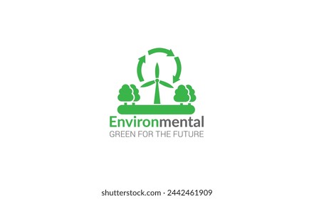 Umwelt. Abstrakte stilisierte menschliche Silhouette mit grünen Blättern - Concept Logo Template. 
