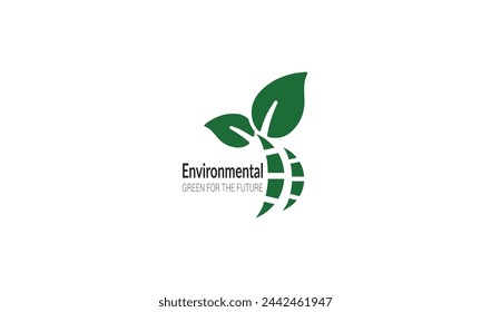 Environment. Abstract stylized human silhouette with green leaves - concept logo template. 
