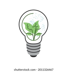 environment bulb and plant isolated icon