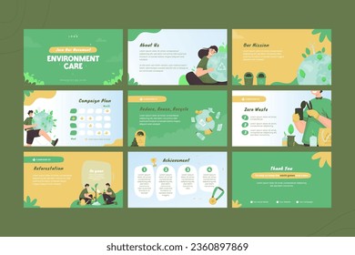 Environment care go green campaign on presentation slide template design