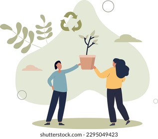 Environment care as green and nature friendly recycling.flat vector illustration.