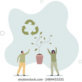 Environment care as green and nature friendly recycling.flat design.illustration with people.
