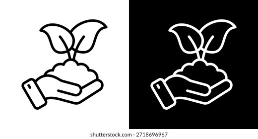 Icono De Cuidado Del Medio Ambiente De Línea De Estilo Blanco Y Negro