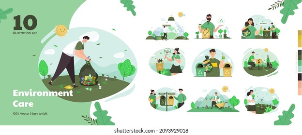 Environment care illustration collection set concept