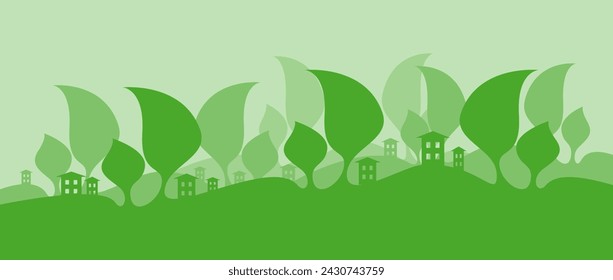 Environment city concepr. Countryside landscape. Eco green city. Flat vector illustration.