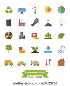 Environment and Climate related isolated flat design vector icons