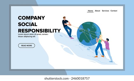 environment company social responsibility vector. community philanthropy, transparency diversity, inclusion charity environment company social responsibility web flat cartoon illustration