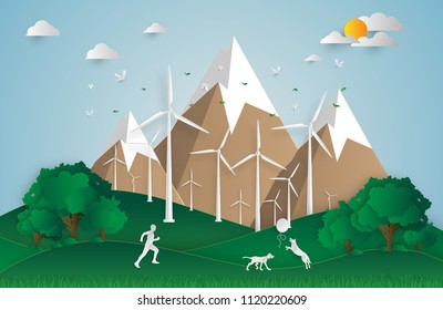 Environment concept artwork.paper art and digital craft style. vector illustration.Can be used for your banner, business, education, website or any advertisement.