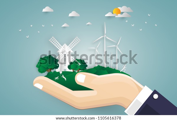 Environment concept\
artwork.paper art and digital craft style. vector illustration.Can\
be used for your banner, business, education, website or any\
advertisement.