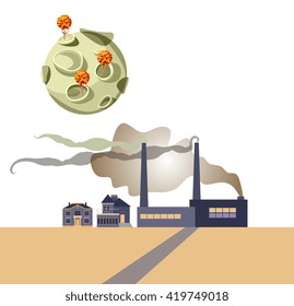 Environment concept. Earth should not become a desert.  Vector illustration.
