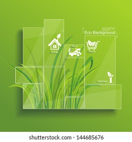 Environment concept. Grass behind the glass.