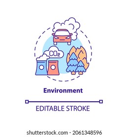 Environment Concept Icon. ADHD Cause Abstract Idea Thin Line Illustration. Exposure To Toxic Chemicals. Environmental Contamination. Vector Isolated Outline Color Drawing. Editable Stroke