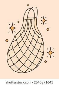 Environment conservation concept. Eco grocery bag. Flat vector illustration.