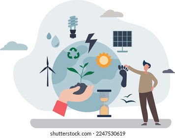 Environment conservation and earth ecology awareness.Global nature protection with recycling, green energy, alternative power source and saving water balance.flat vector illustration.