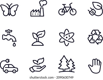  Environment Conservation - outline icon set vector design 