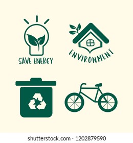 Environment conservation symbol set illustration