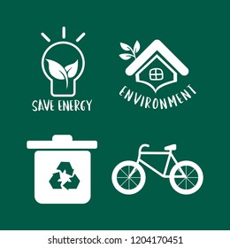 Ilustración del conjunto de símbolos de conservación del medio ambiente