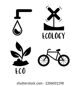 Environment conservation symbol set illustration