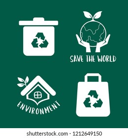 Ilustración del conjunto de símbolos de conservación del medio ambiente