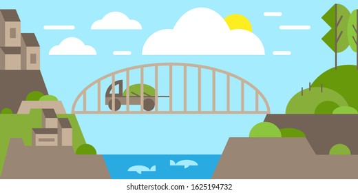 Environment. The consumption of natural resources. Backgrounds vector. Forest. Deforestation. Forest transport to cities