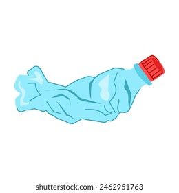 environment crumpled plastic bottle cartoon. squashed beach, s cleanup, holding pet environment crumpled plastic bottle sign. isolated symbol vector illustration