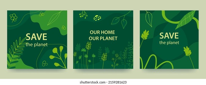 Environment Day background with green background, liquid shapes and plants. Eco concept. Save the Earth. Vector illustration