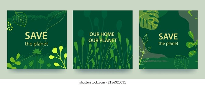 Entorno Día de fondo con fondo verde, formas líquidas y plantas. Concepto ecológico. Ilustración del vector