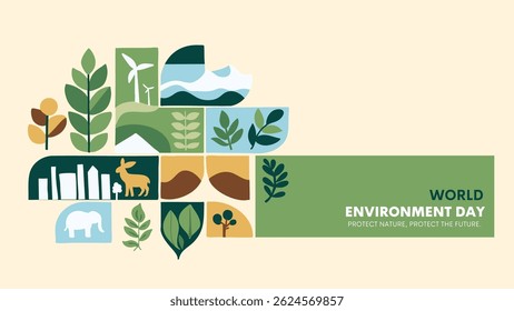 Environment day banner. Vector concept for graphic and web design, business presentation, marketing and print material, social media. 5th june.