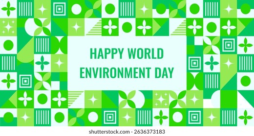 Environment Day banner. Vector illustration of trendy Geometric abstract background. Perfect Environment eco theme for web header. EPS 10